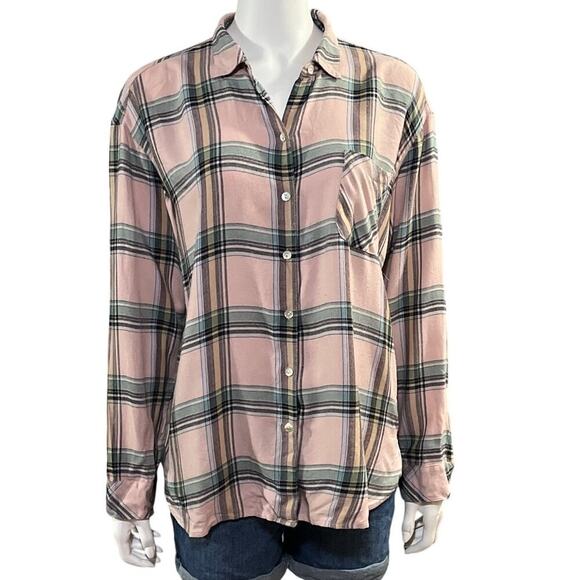 J.Jill Womens Pink Gray Palid Long Sleeve Button Down Shirt Size Medium - Picture 1 of 8